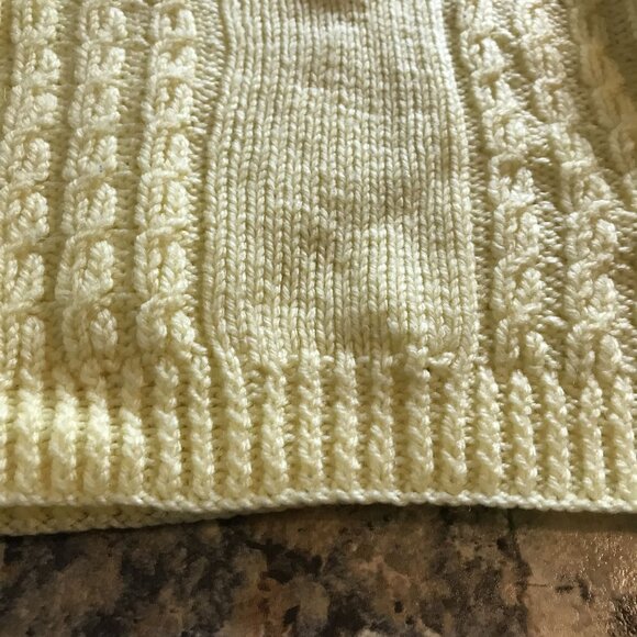 Handmade Toddler Sweater Yellow Cable Knit V-Neck Long Sleeve App 12 Month Size - Picture 3 of 8
